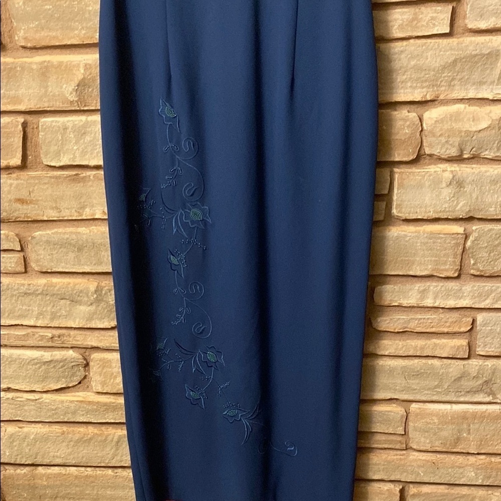 Donna Morgan Elegant Navy Blue Dress Size 10 - Picture 5 of 11